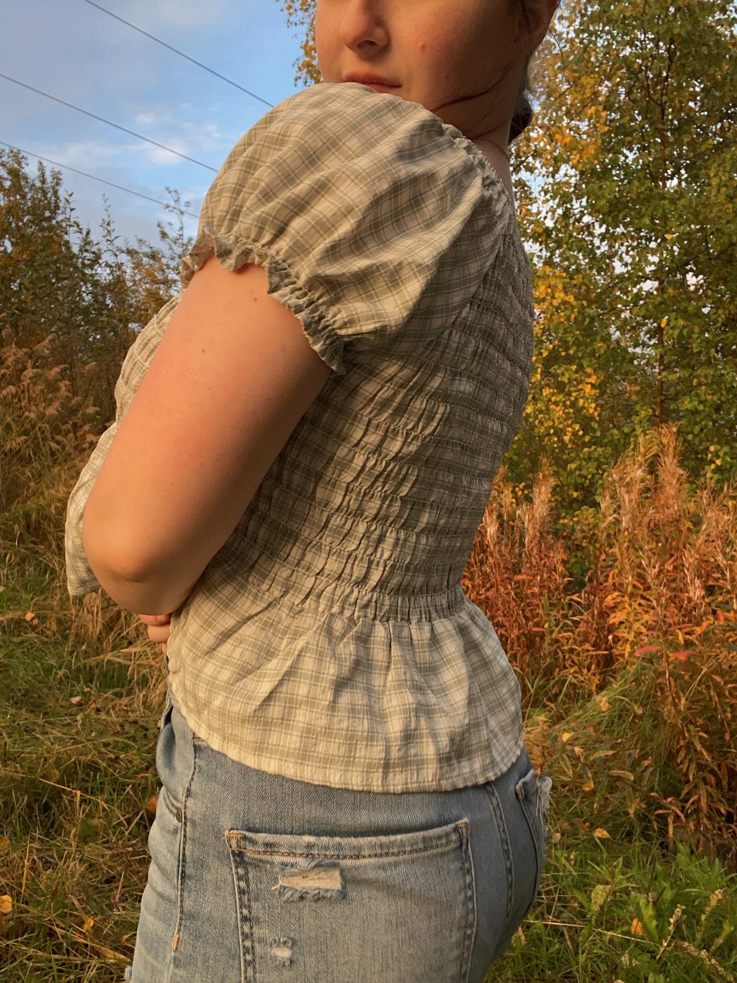 Green Gingham Picnic Top | From the Rack | Grace Thrift | Curated Secondhand Styles | Located in Wasilla, AK