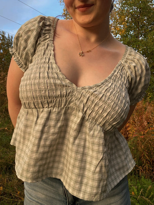 Green Gingham Picnic Top | From the Rack | Grace Thrift | Curated Secondhand Styles | Located in Wasilla, AK