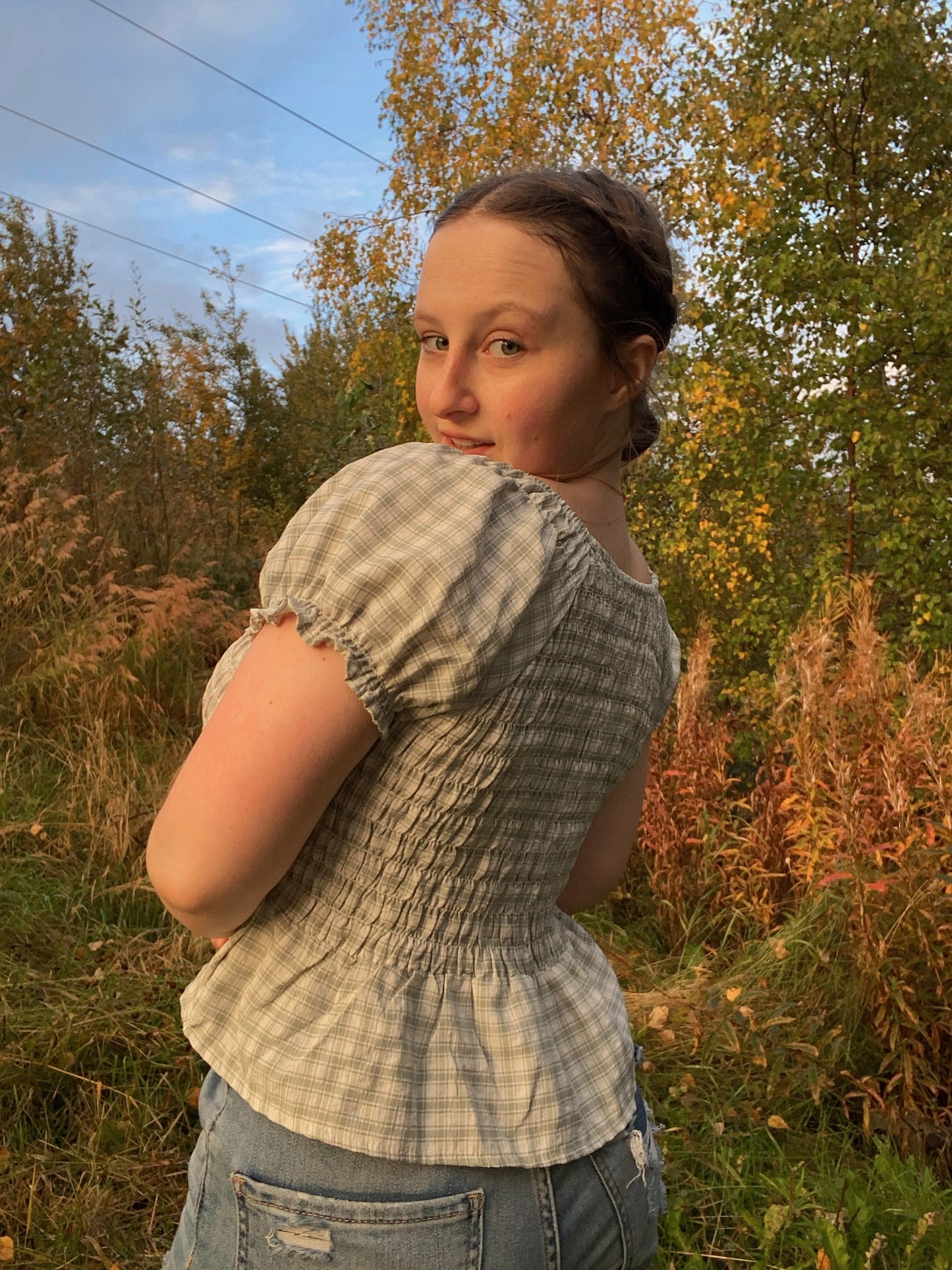Green Gingham Picnic Top | From the Rack | Grace Thrift | Curated Secondhand Styles | Located in Wasilla, AK