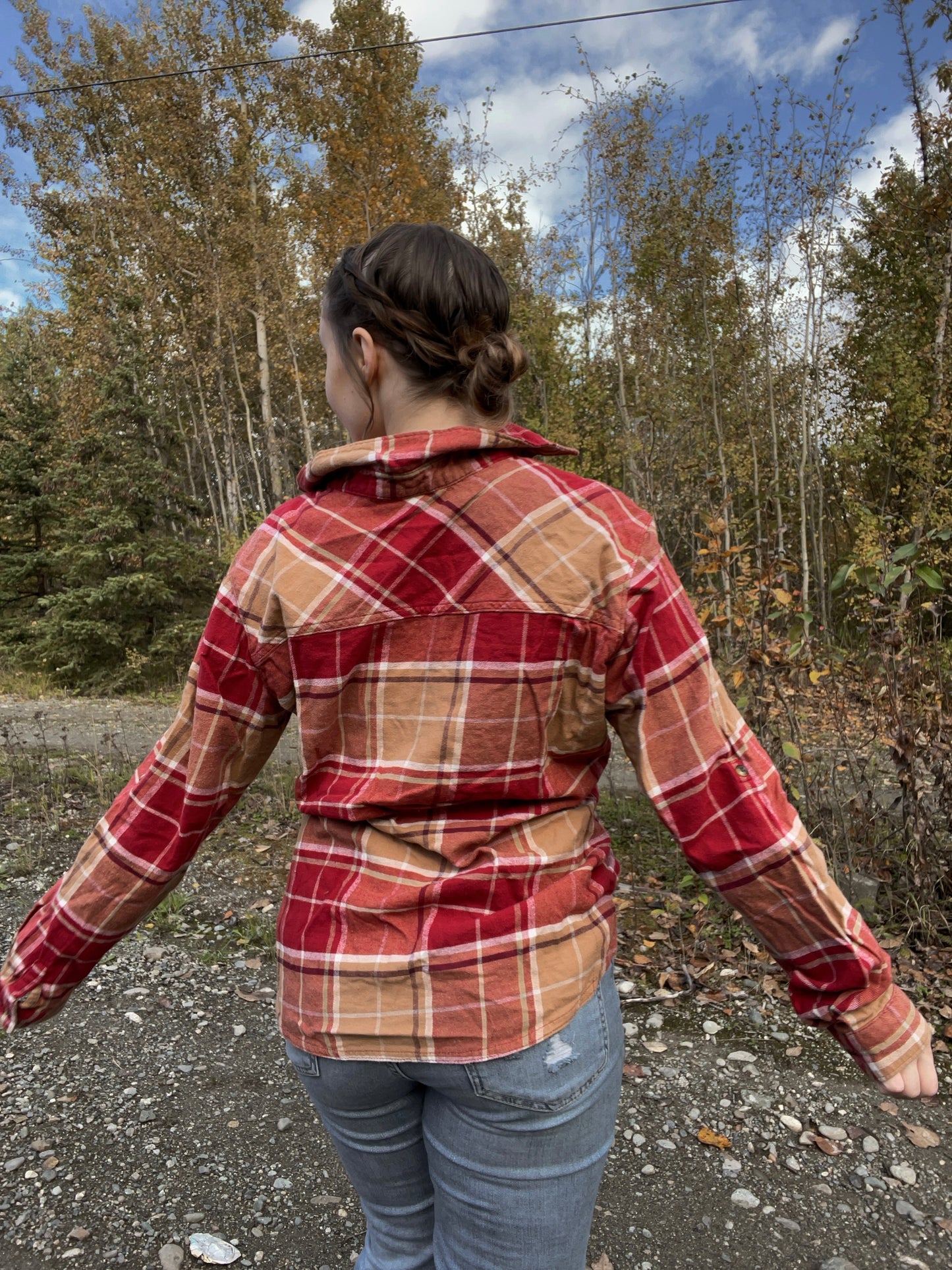 Columbia Red and Orange Button Up Flannel | From the Rack | Grace Thrifts | Curated Secondhand Styles | Wasilla, AK