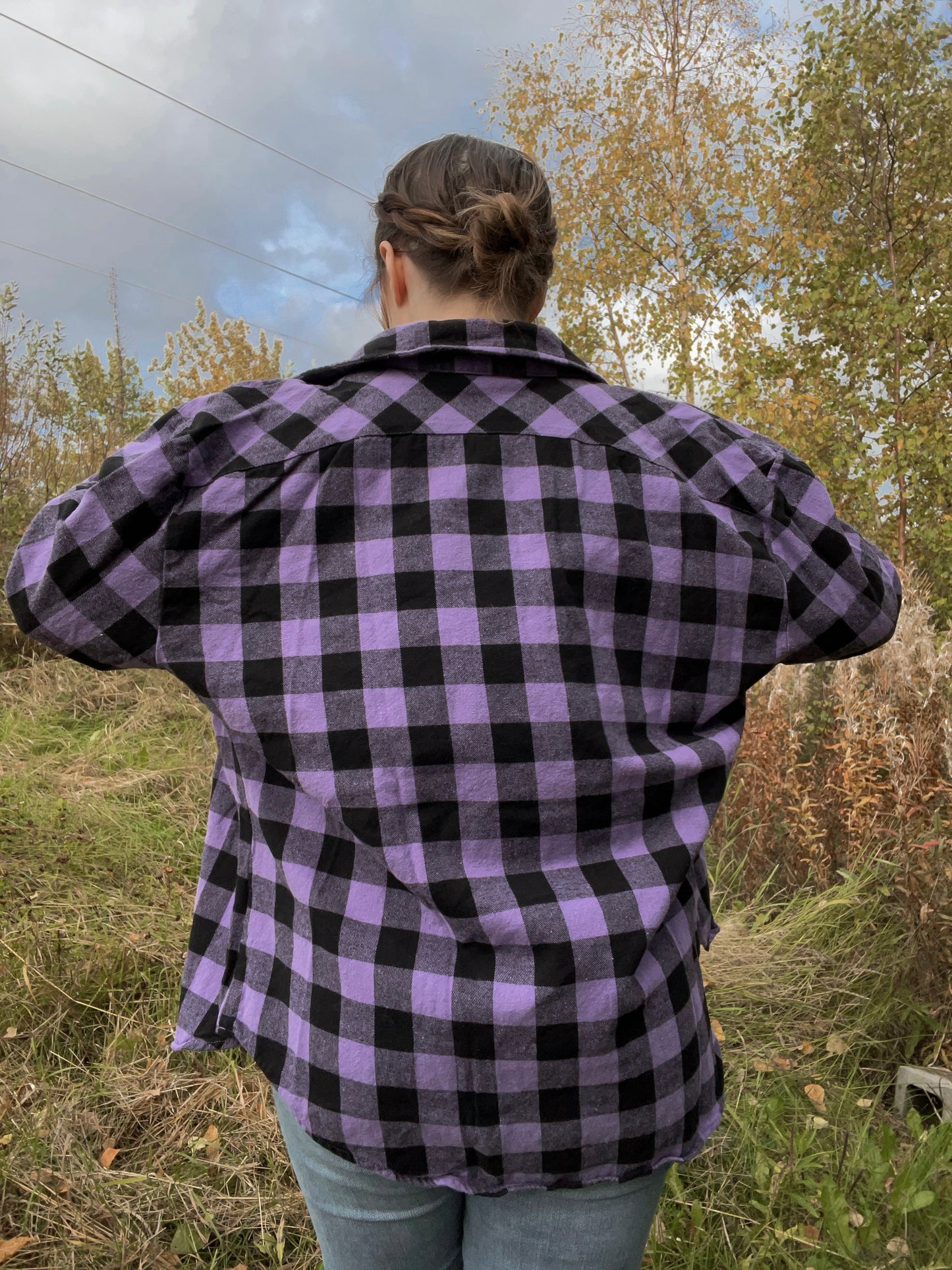 Purple and Black Button Up Flannel From the Rack | Curated Secondhand Styles | Grace Thrifts | Wasilla, AK