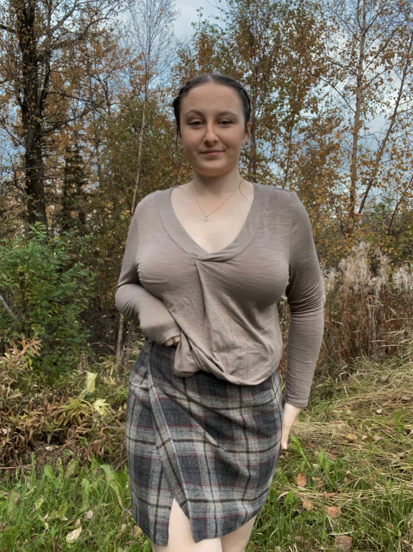 Slate Plaid Mini Wrap Skirt | From the Rack | Curated Secondhand Styles | Grace Thrifts | Wasilla, AK
