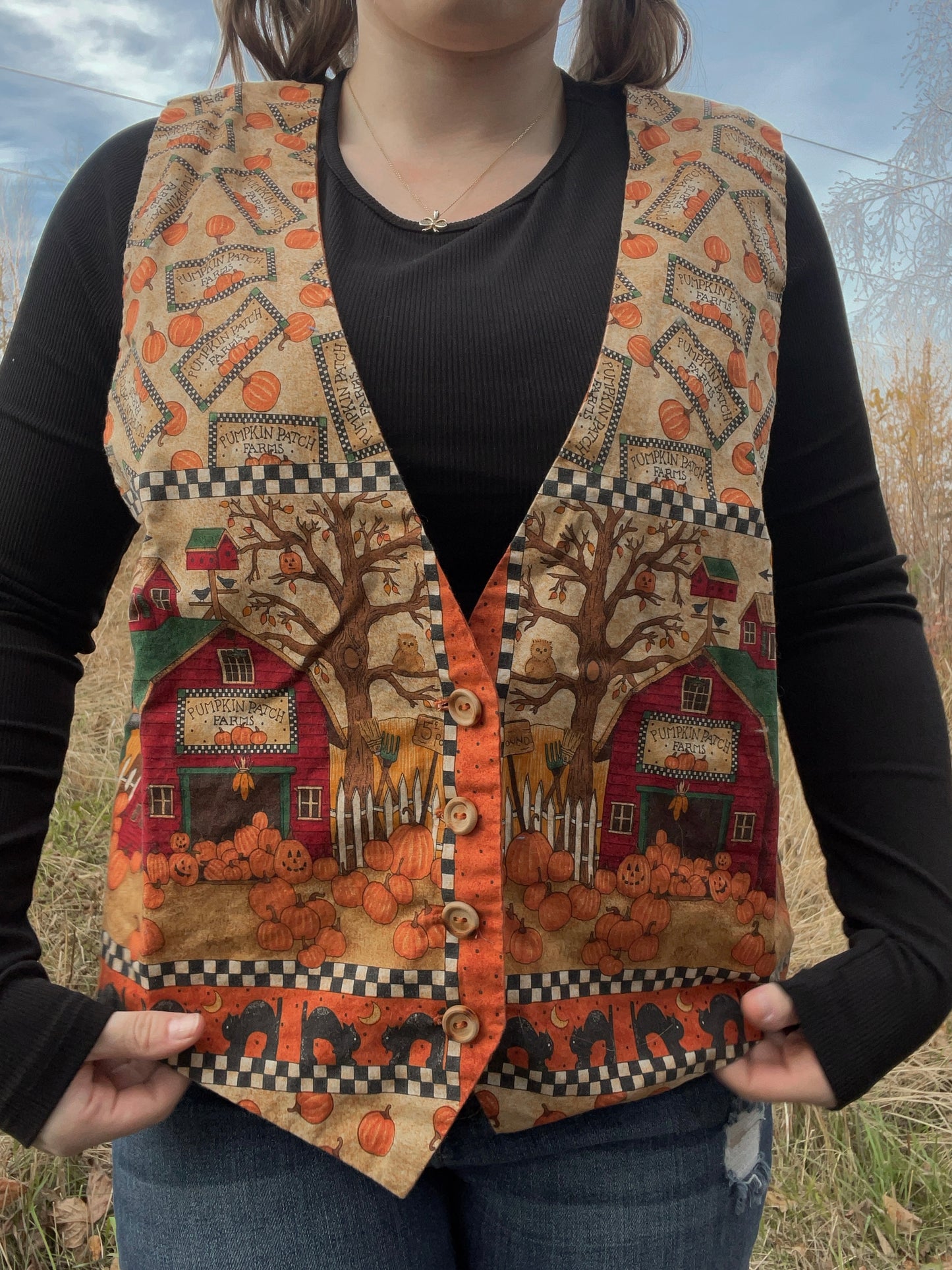 Handmade Pumpkin Patch Vest | From the Rack | Curated Secondhand Styles | Grace Thrifts | Wasilla, AK