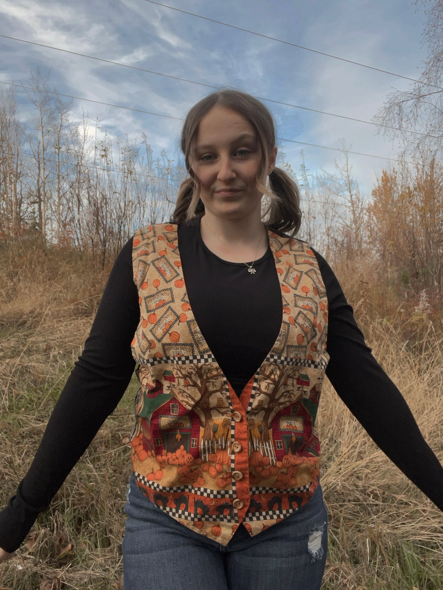 Handmade Pumpkin Patch Vest | From the Rack | Curated Secondhand Styles | Grace Thrifts | Wasilla, AK