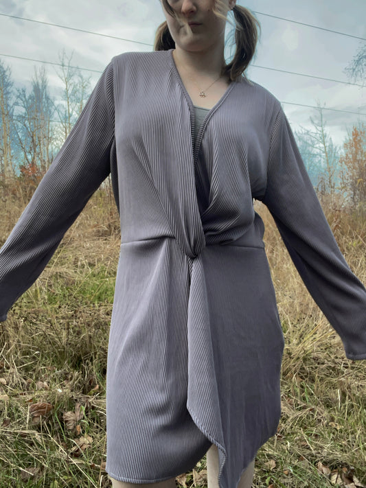 Purple Ribbed Knot Mini Dress | From the Rack | Curated Secondhand Styles | Grace Thrifts | Wasilla, AK