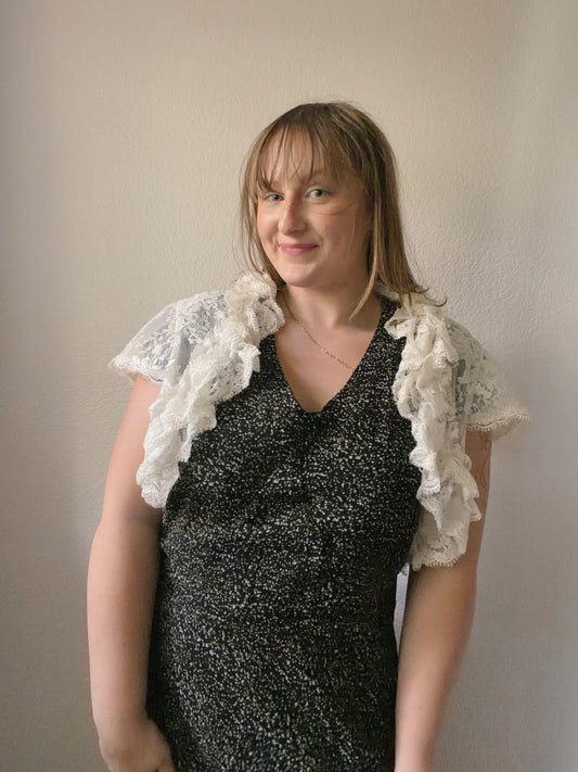 Lace & Ruffle Cropped Cardigan