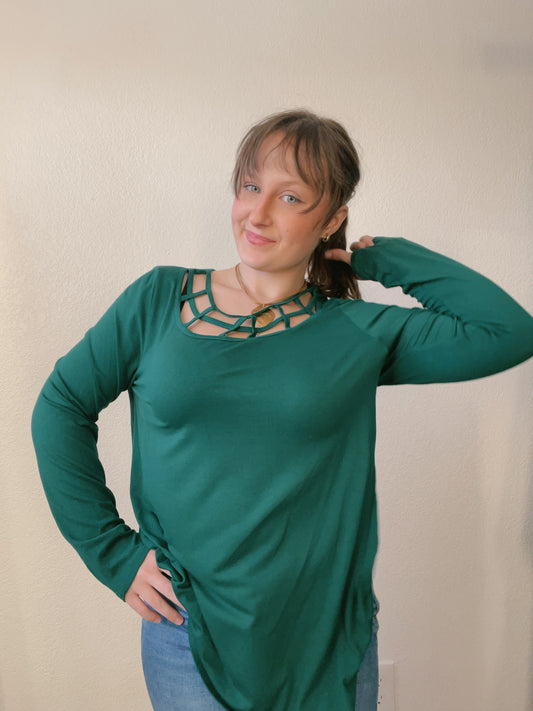 Green Cutout Top