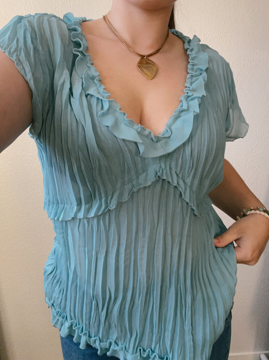 Blue Sheer Y2K Top | From the Rack | Grace Thrifts