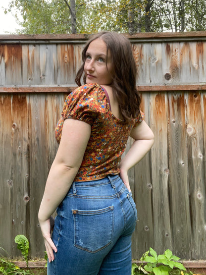 Fall Floral Puff Sleeve Top