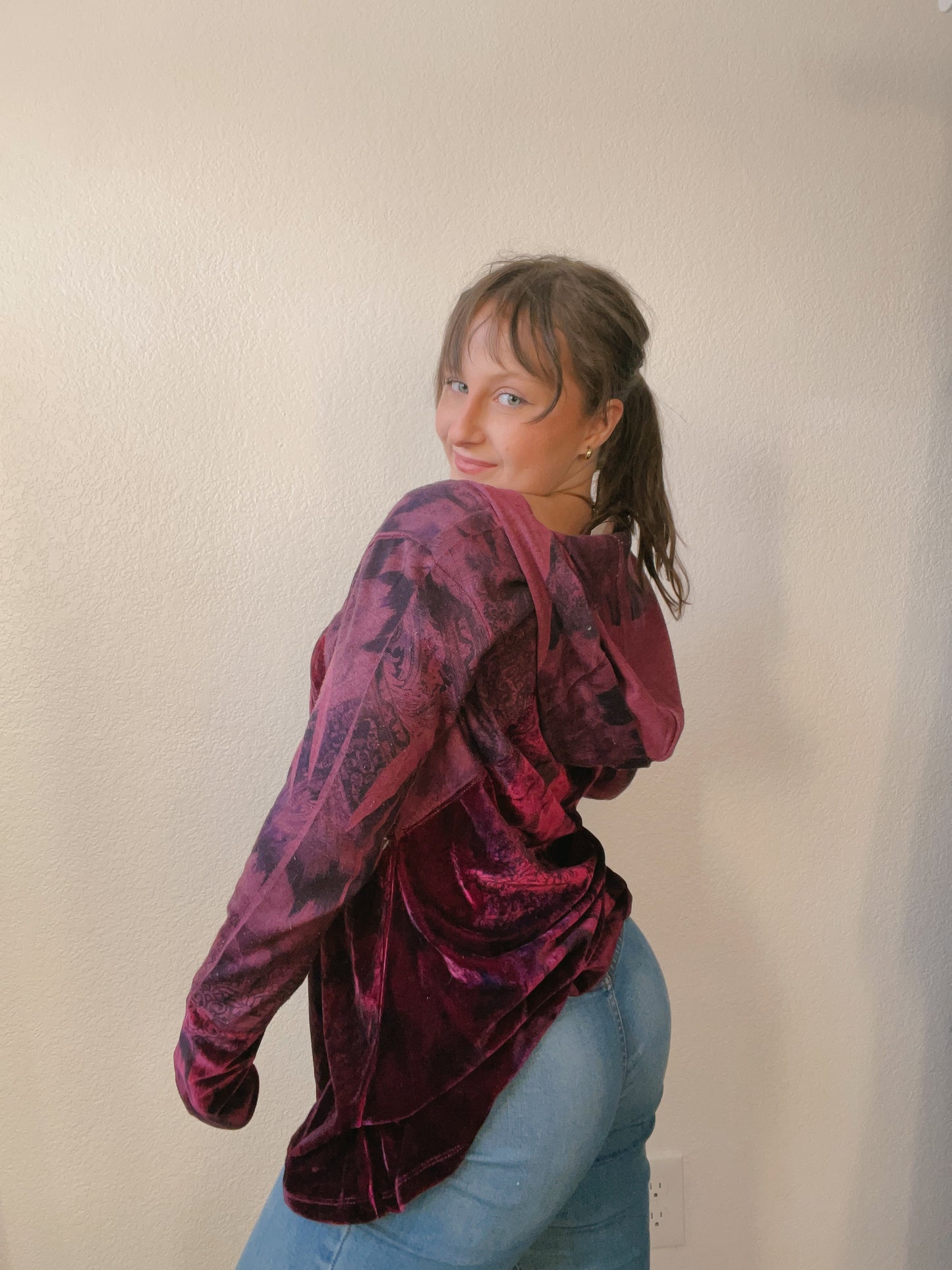 Velvet Paisley Zip Up