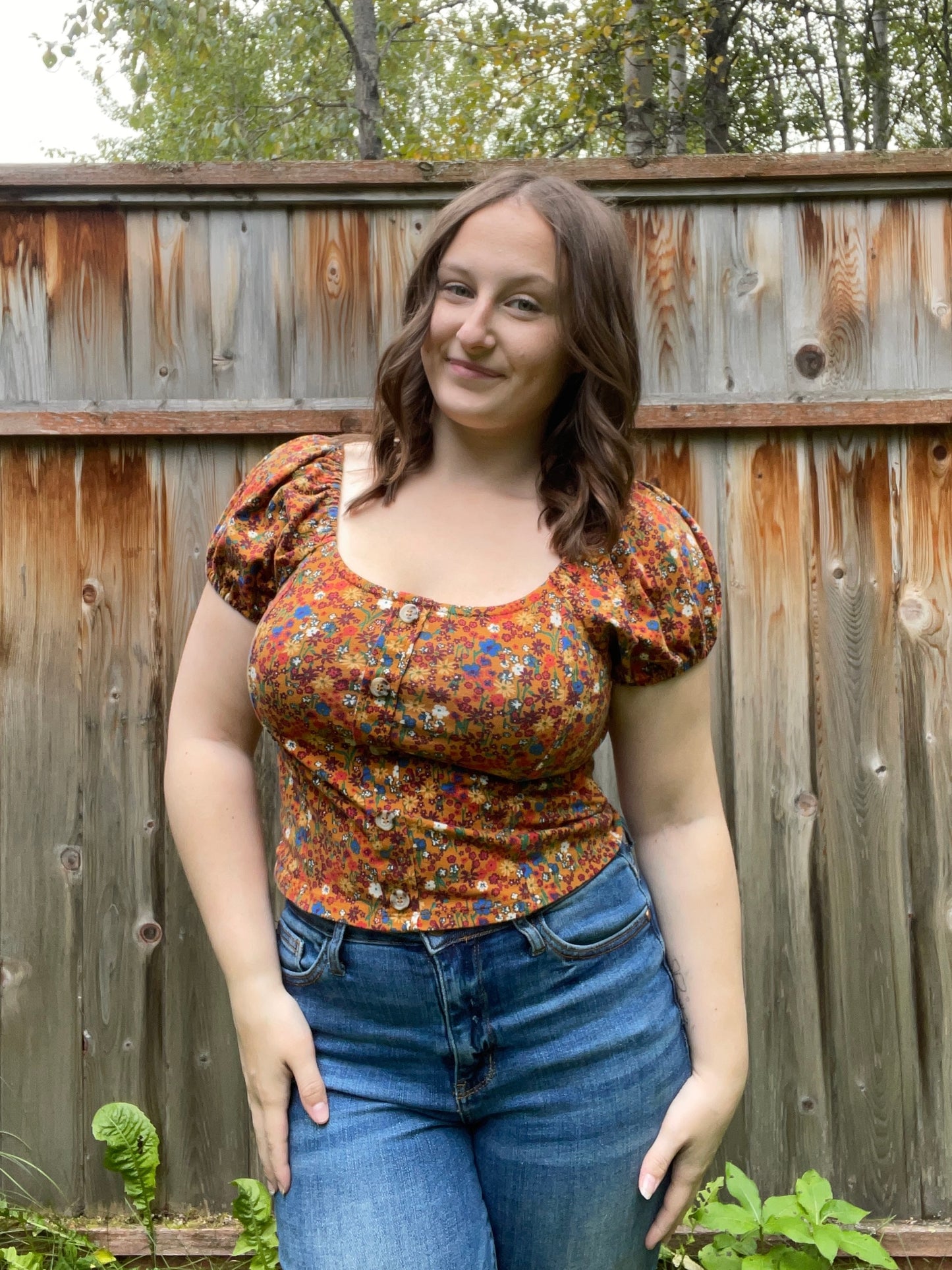 Fall Floral Puff Sleeve Top