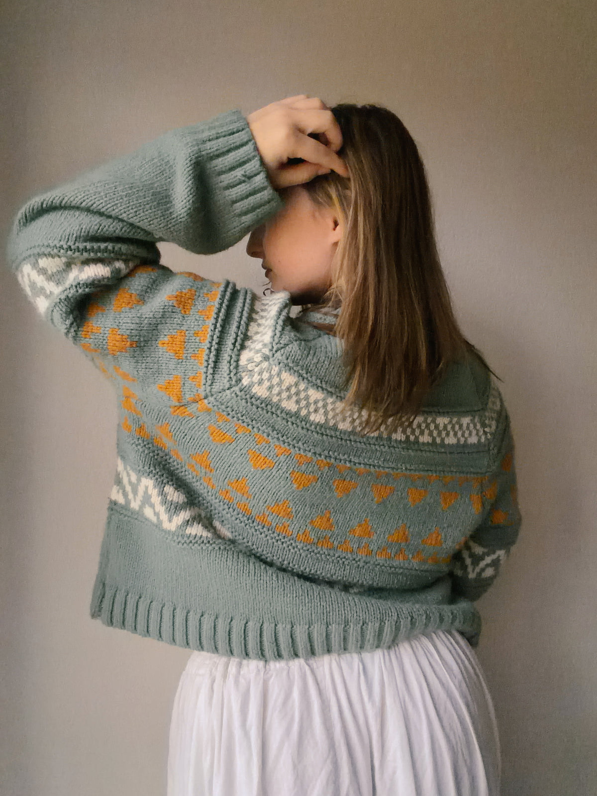 Sage Chevron Knit Sweater
