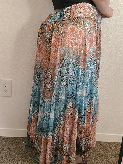 Bohemian Flare Maxi Skirt