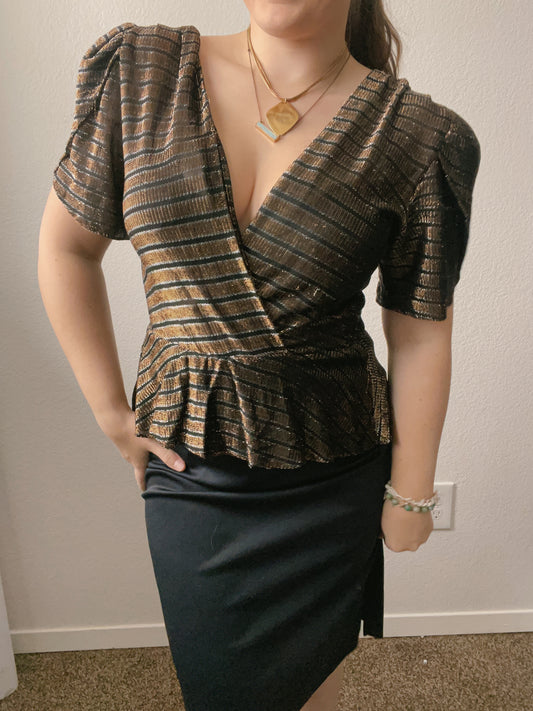 Vintage Gold & Black Midi Dress | From the Rack | Grace Thrifts
