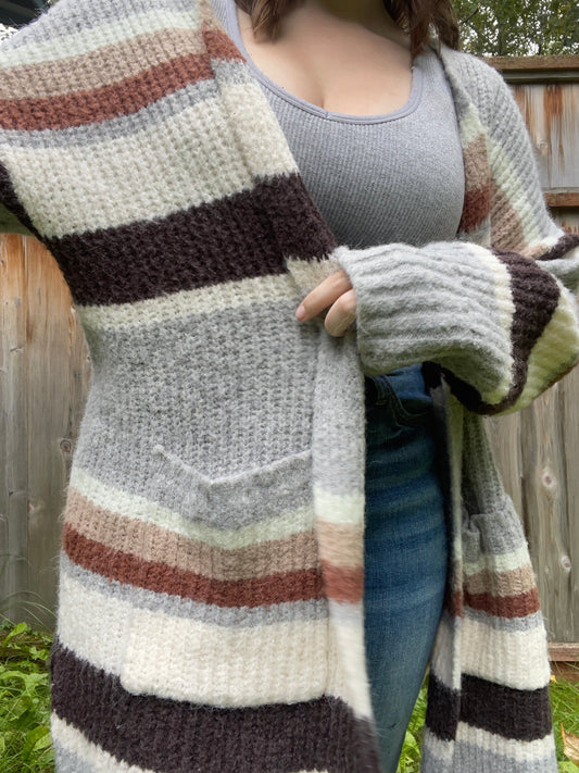 Espresso Striped Cardigan