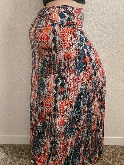 Blue & Orange Maxi Skirt