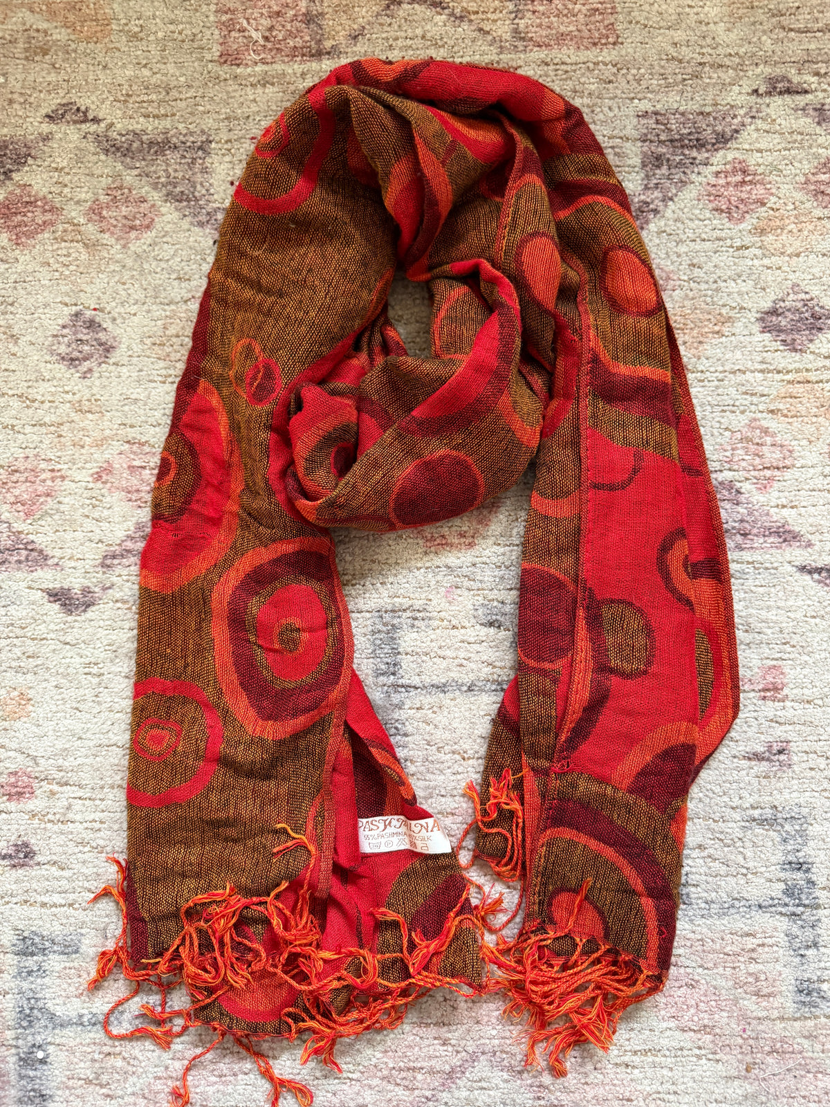 Burnt Circles Fringe Scarf