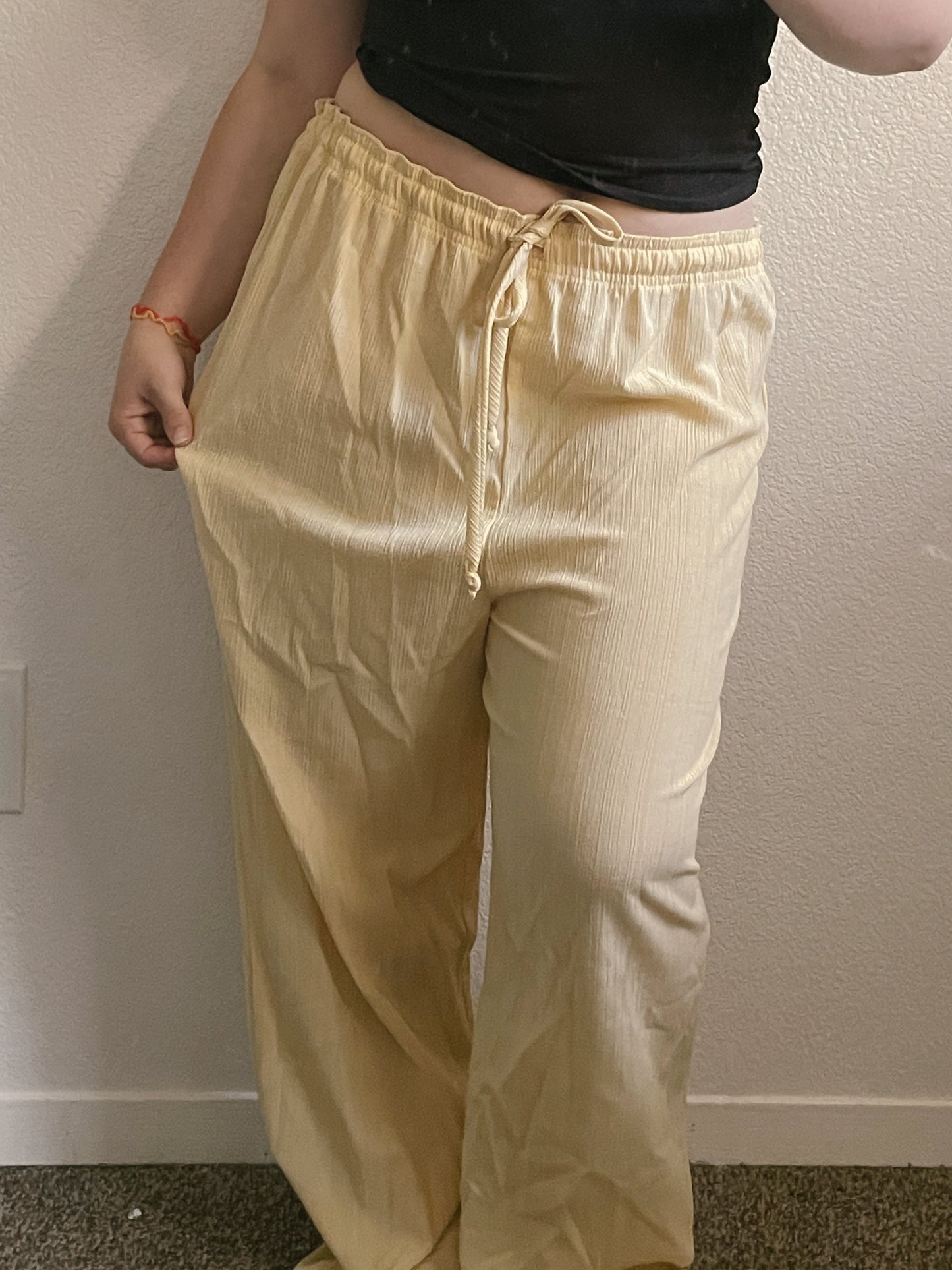 Vintage Yellow Ribbed Pants