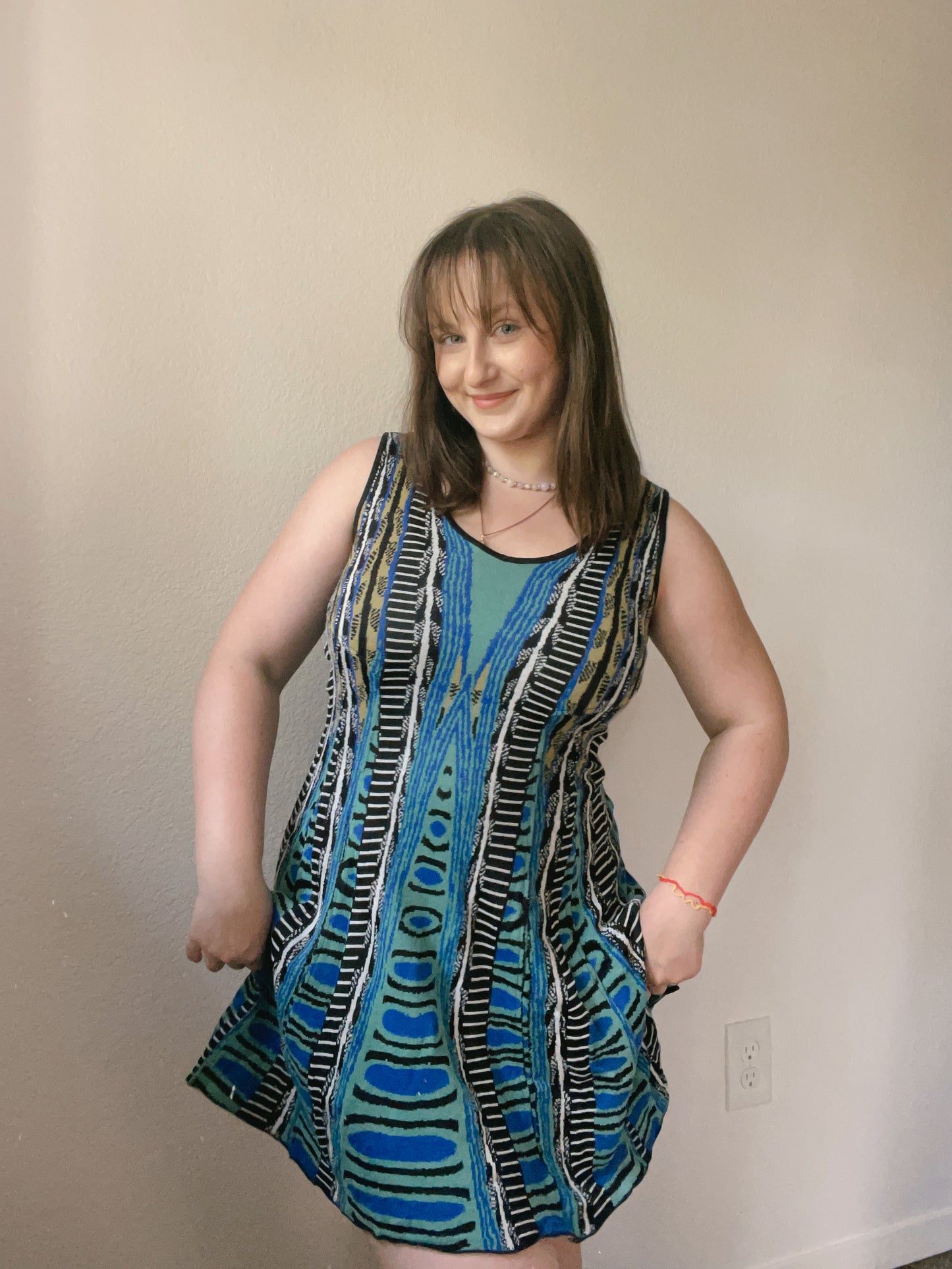 Multi-Print Sleeveless Knit Dress