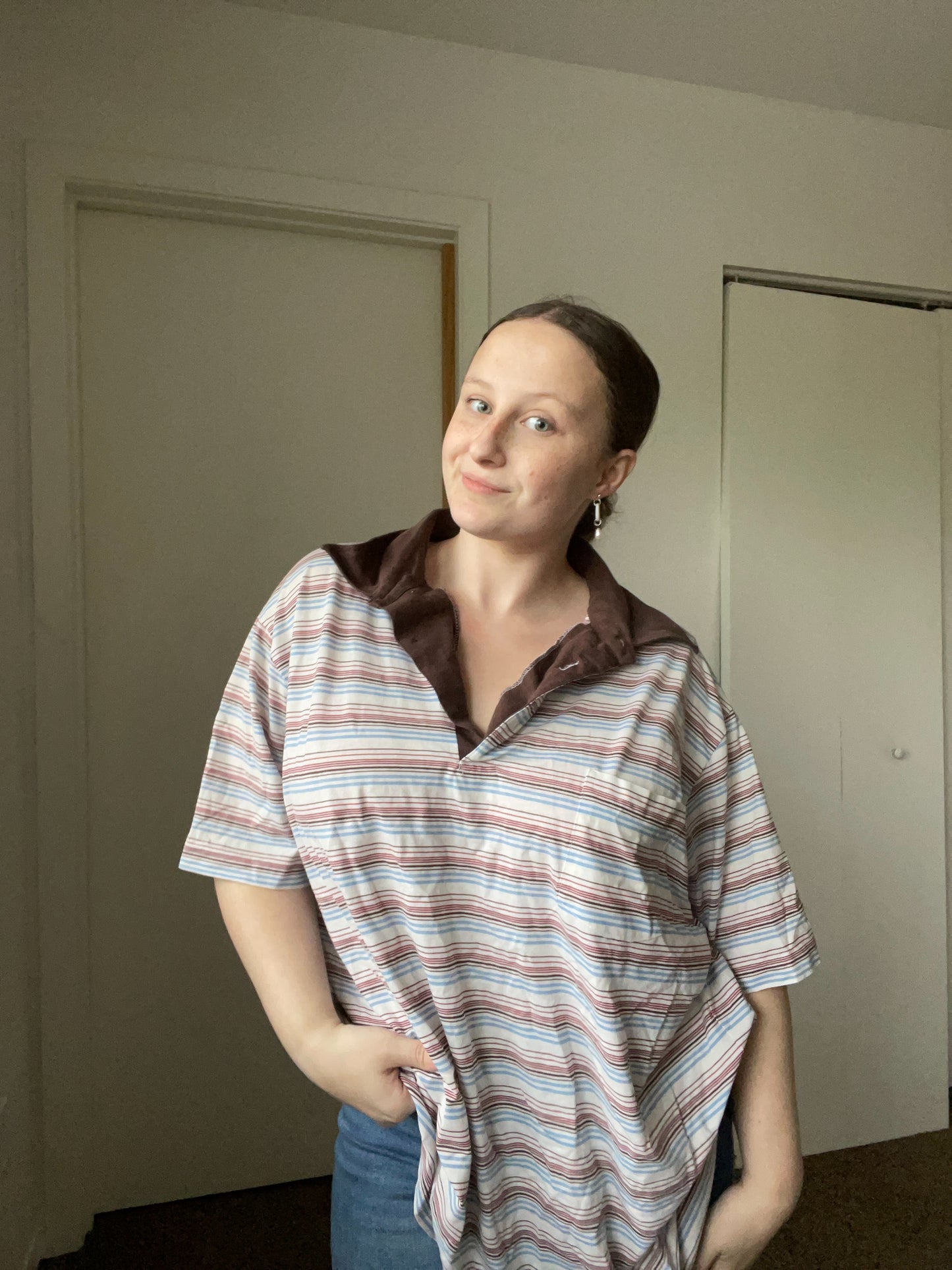 Brown Striped Polo | From the Rack | Grace Thrifts