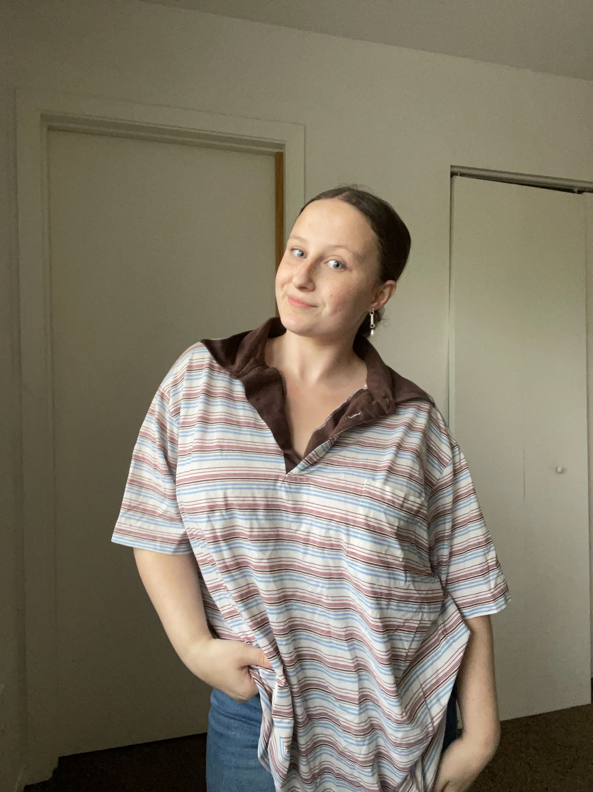 Brown Striped Polo | From the Rack | Grace Thrifts