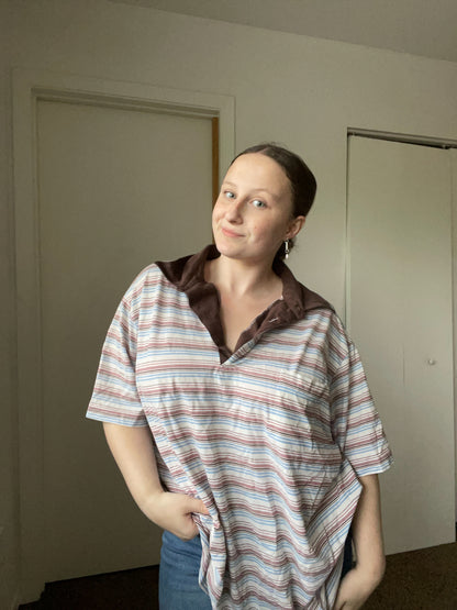 Brown Striped Polo | From the Rack | Grace Thrifts