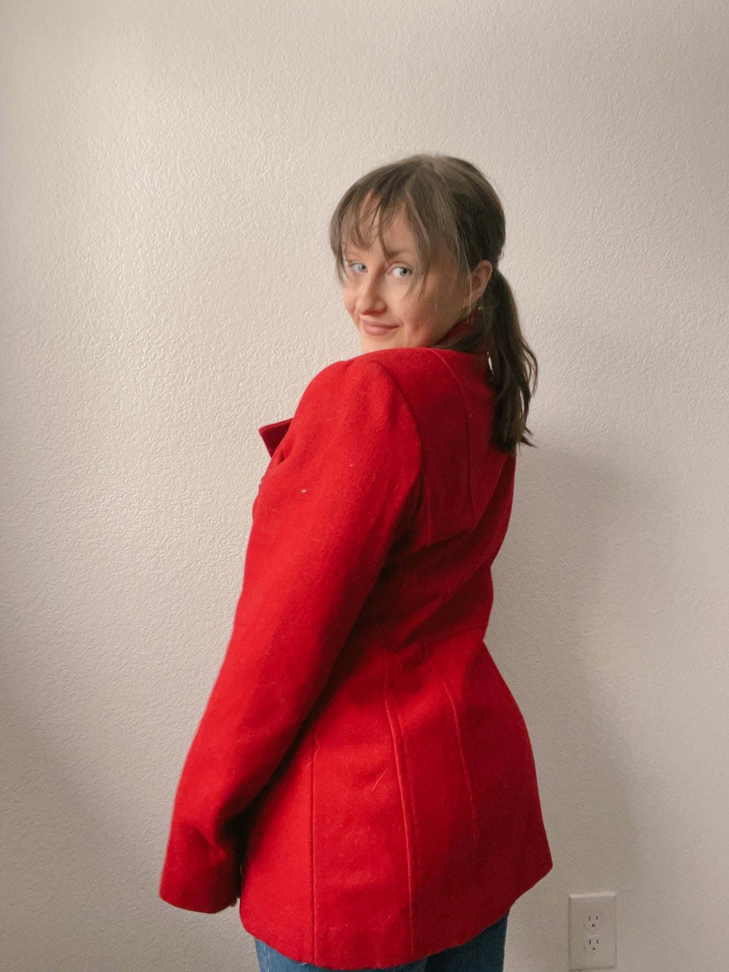 Red Wool Button Up Coat | From the Rack | Grace Thrifts