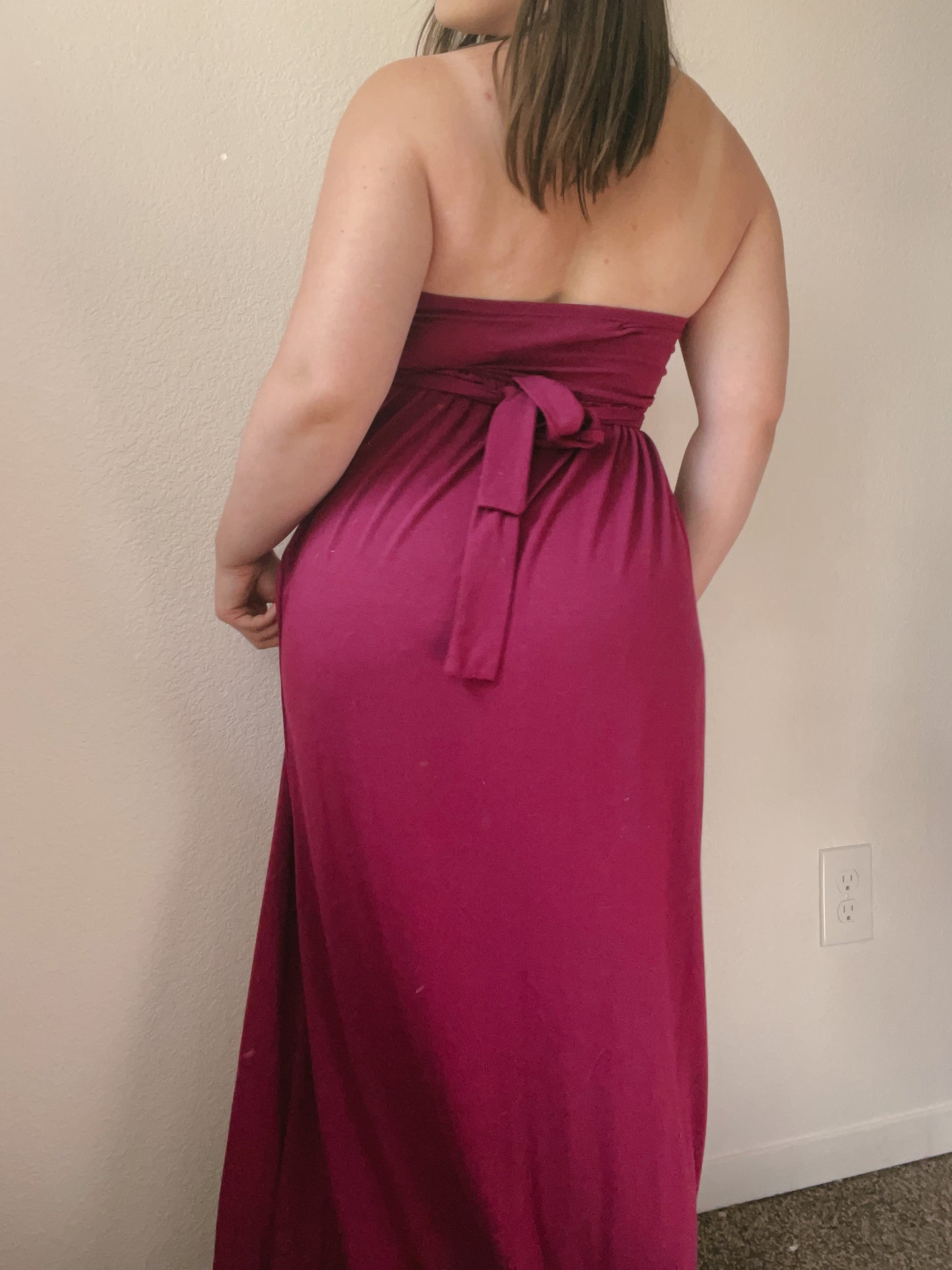 Maroon Beaded Mini Dress