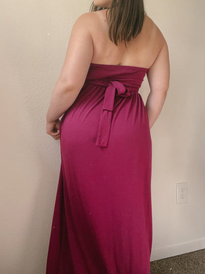 Maroon Beaded Mini Dress