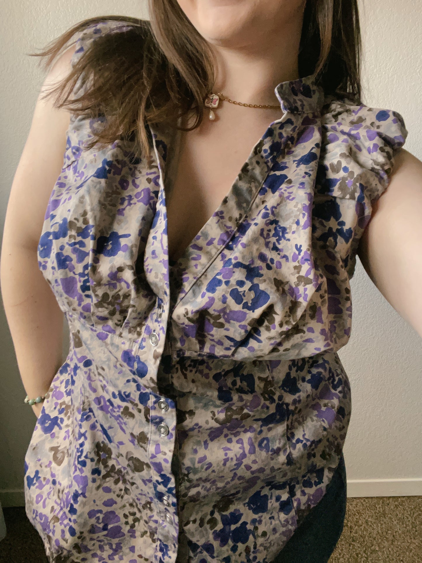 Purple Speckled Button Up Blouse