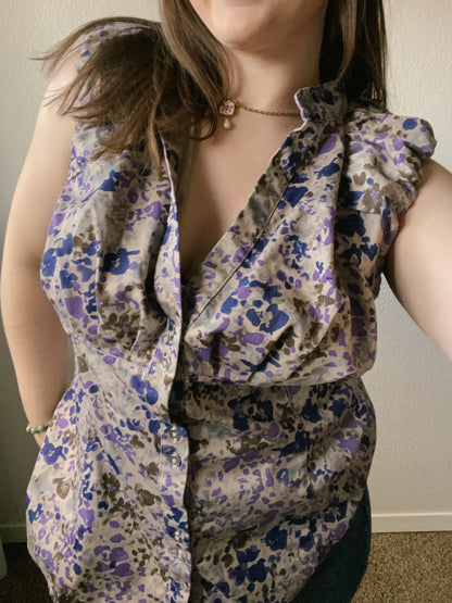 Purple Speckled Button Up Blouse