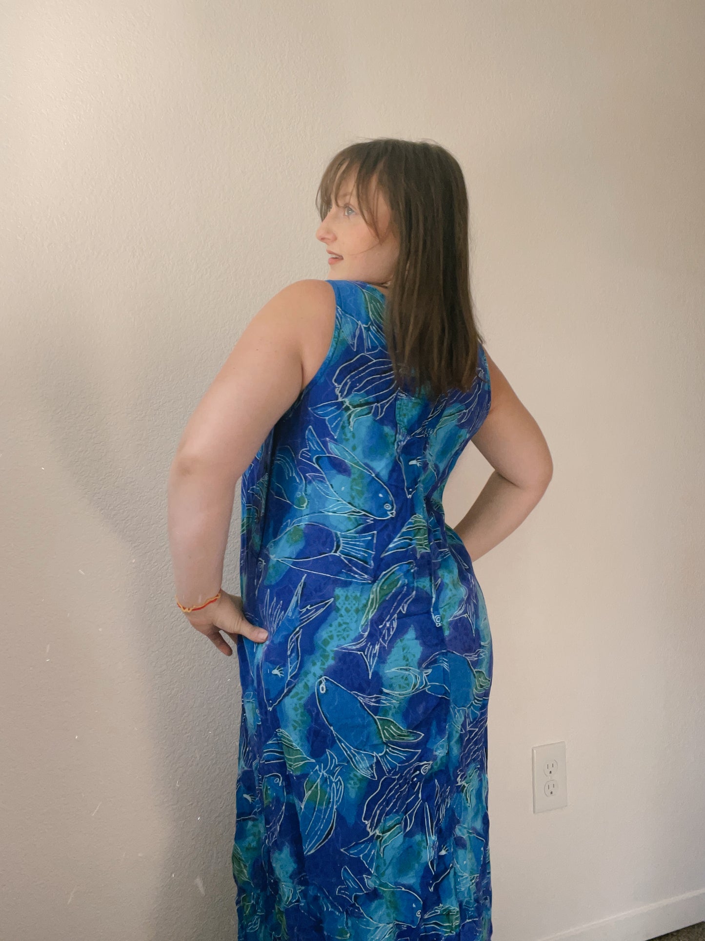 Sleeveless Fish Maxi Dress
