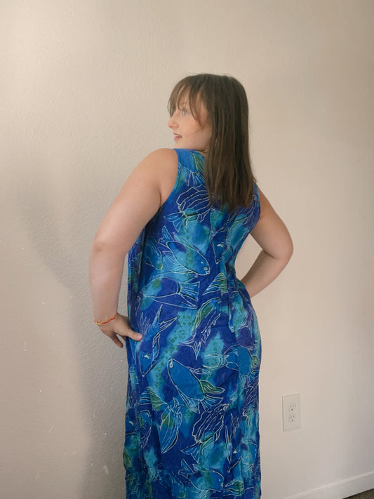 Sleeveless Fish Maxi Dress