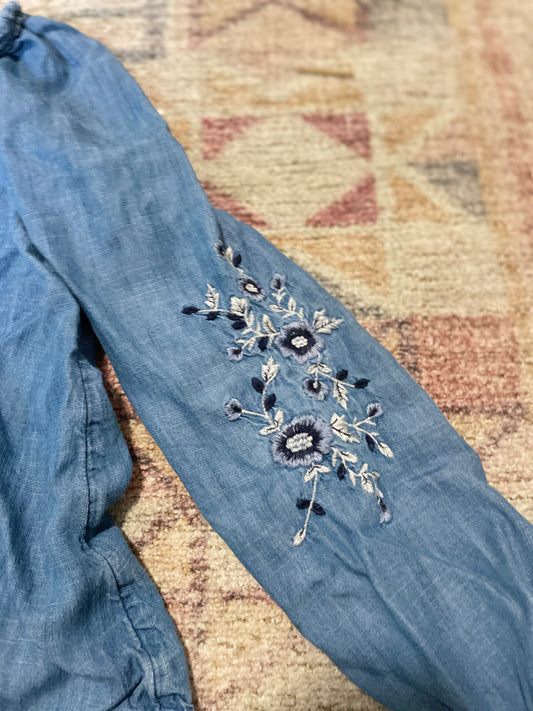 Embroidered Denim Blouse