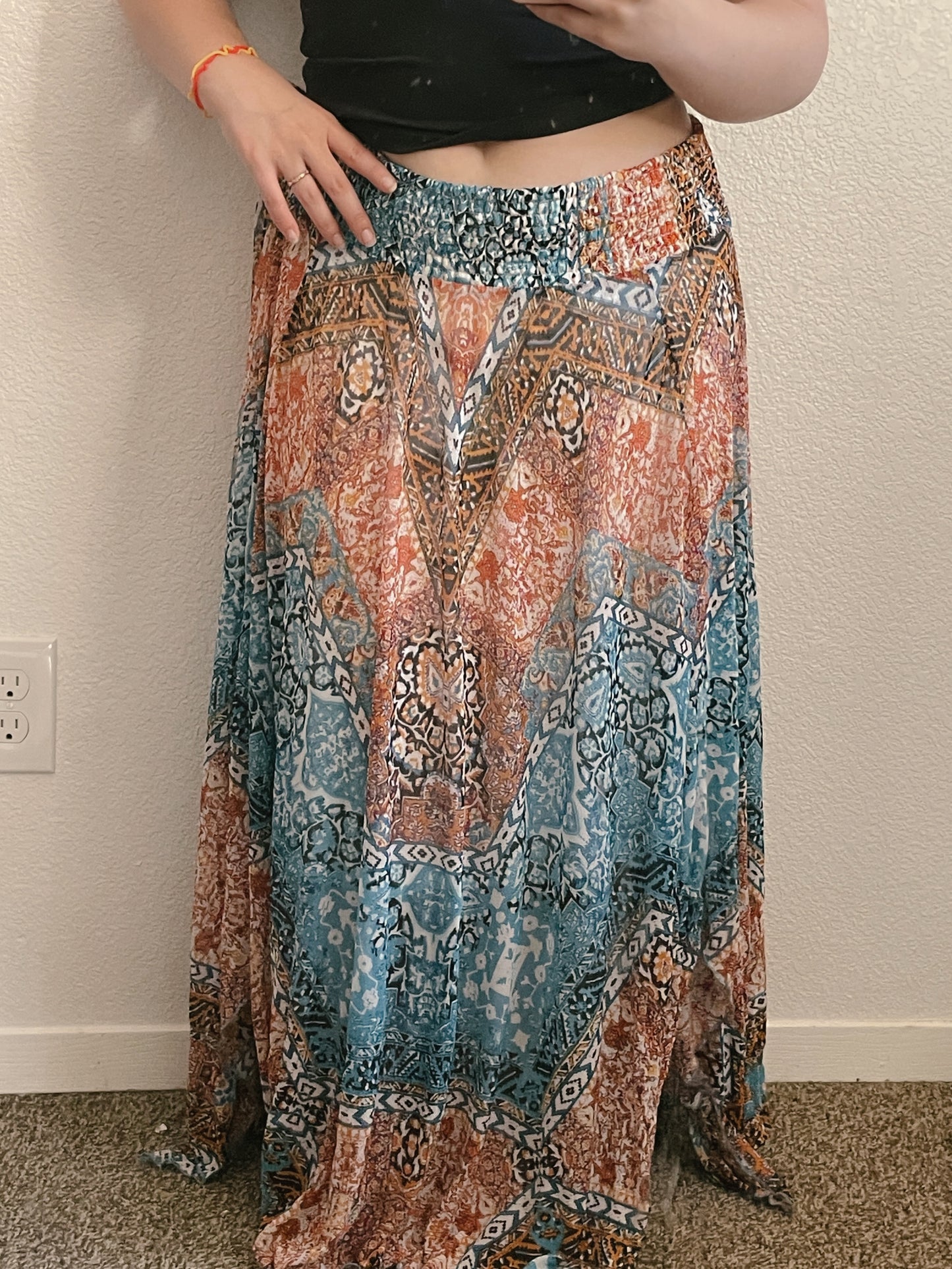 Bohemian Flare Maxi Skirt