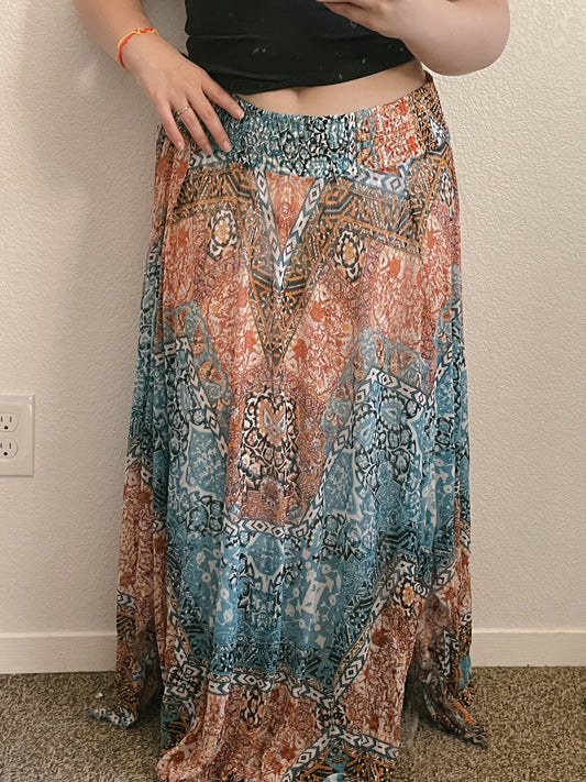 Bohemian Flare Maxi Skirt
