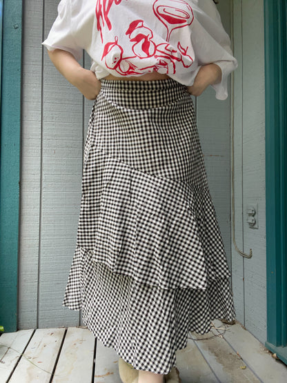 B&W Gingham Maxi Skirt