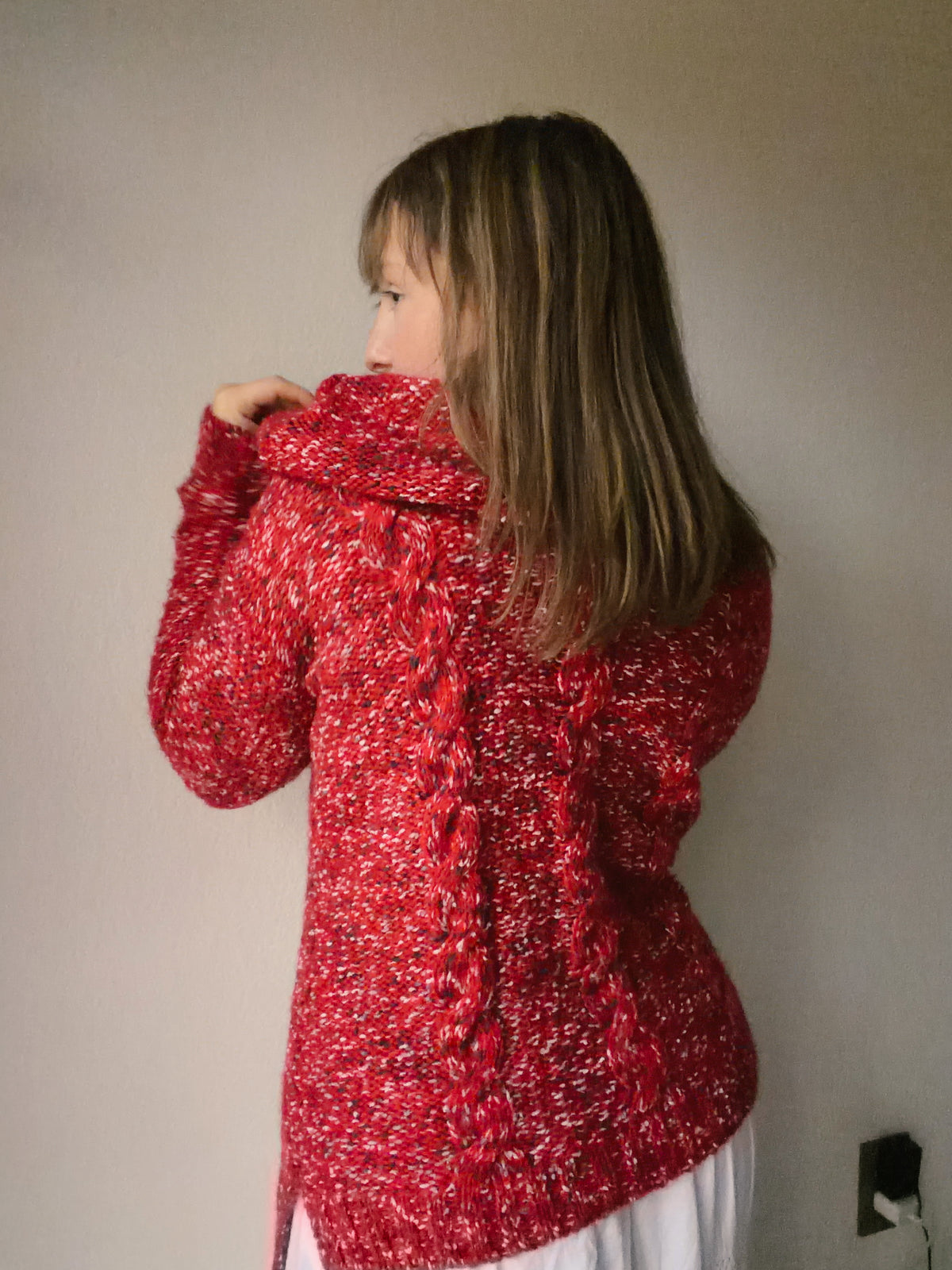 Red Bulky Turtleneck Sweater