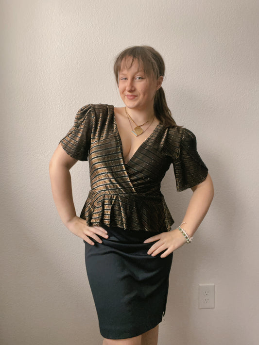 Vintage Gold & Black Midi Dress | From the Rack | Grace Thrifts