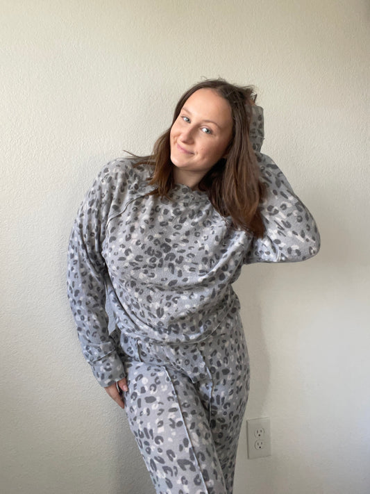Grey Leopard Pajama Set