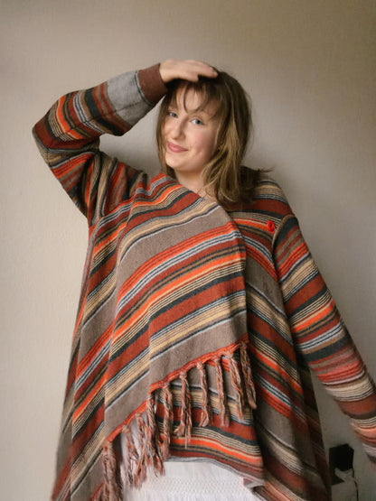 Autumn Striped Tassel Cardigan