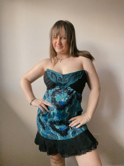 Teal Pinstripe Mini Dress