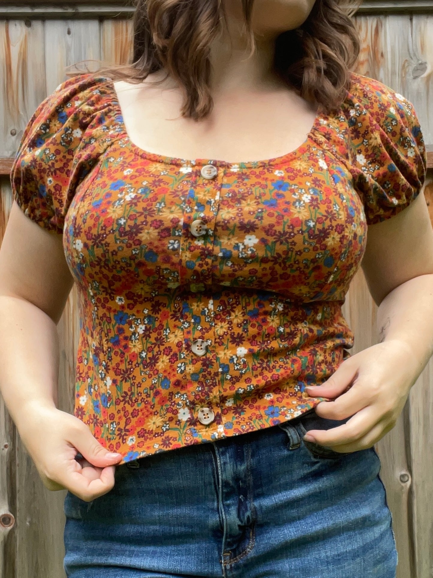 Fall Floral Puff Sleeve Top