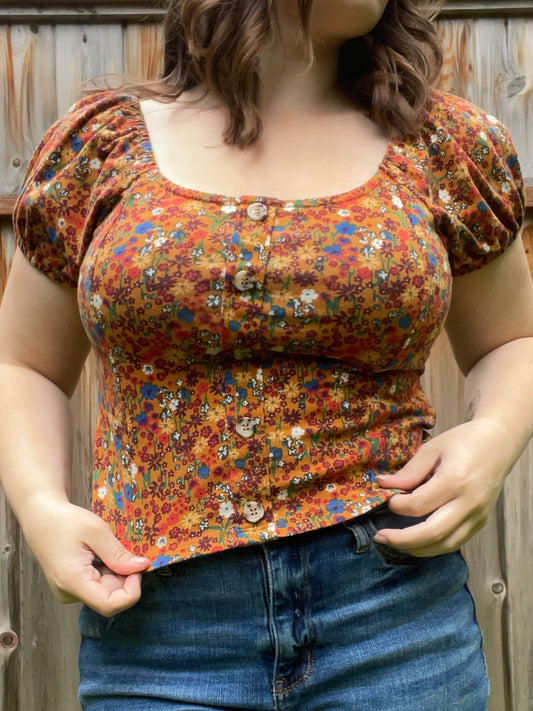 Fall Floral Puff Sleeve Top