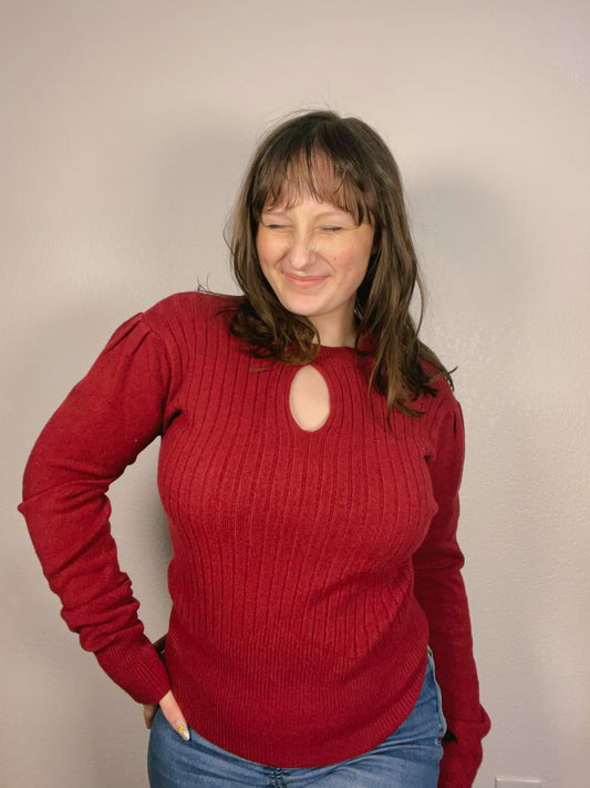 Maroon Keyhole Top | From the Rack | Grace Thrifts