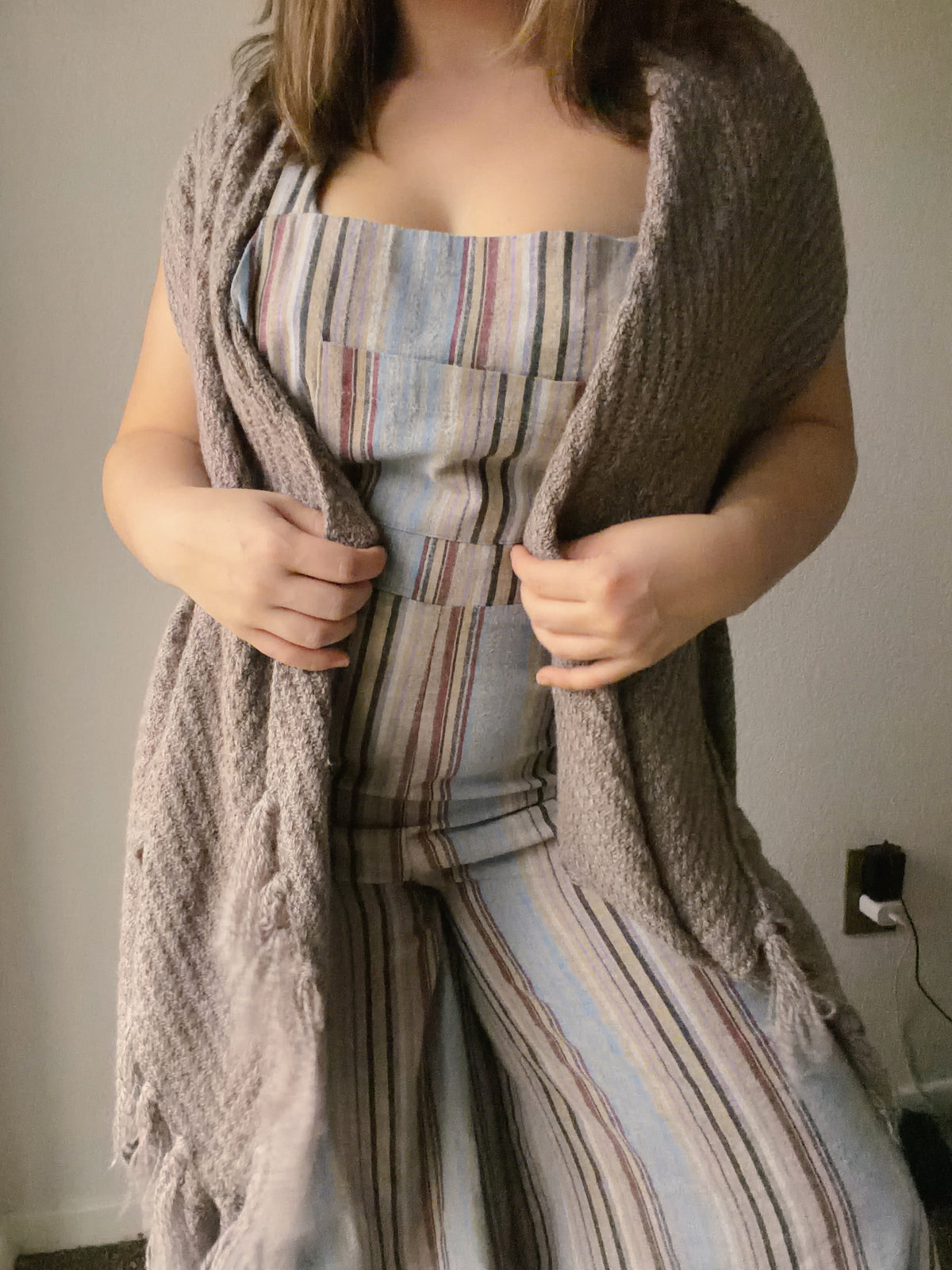 Dark Beige Sleeveless Cardigan