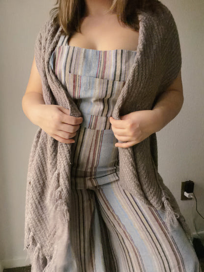 Dark Beige Sleeveless Cardigan