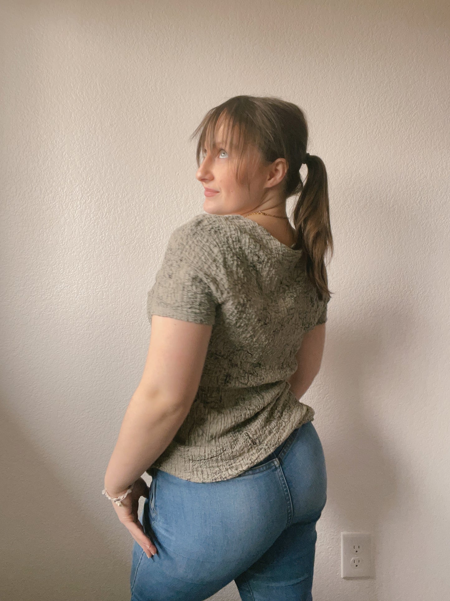Sage Waffle Knit Floral Top