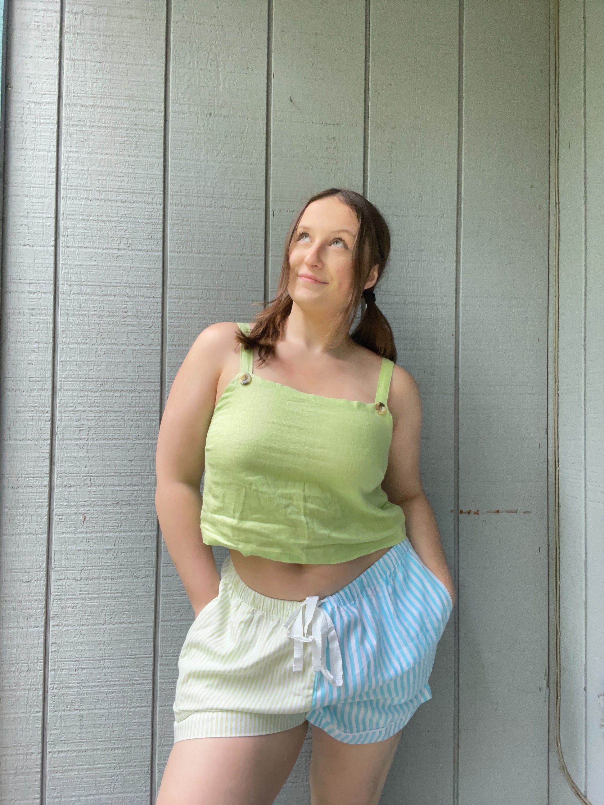 Green & Blue Striped Lounge Shorts | From the Rack | Grace Thrifts