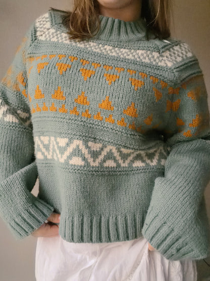 Sage Chevron Knit Sweater